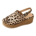 thumbnail image 6 of Leopard Platform Wedge Sandals for Women 2025 Fashion Casual Cork Footbed Chunky Slingback Sandals, 6 of 7