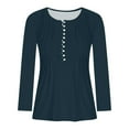 thumbnail image 3 of HAiming Elegant Lace Lantern Long Sleeve T-Shirt for Women Trendy Button V Neck Spring Pleated Tunic Tops Blouse, 3 of 4