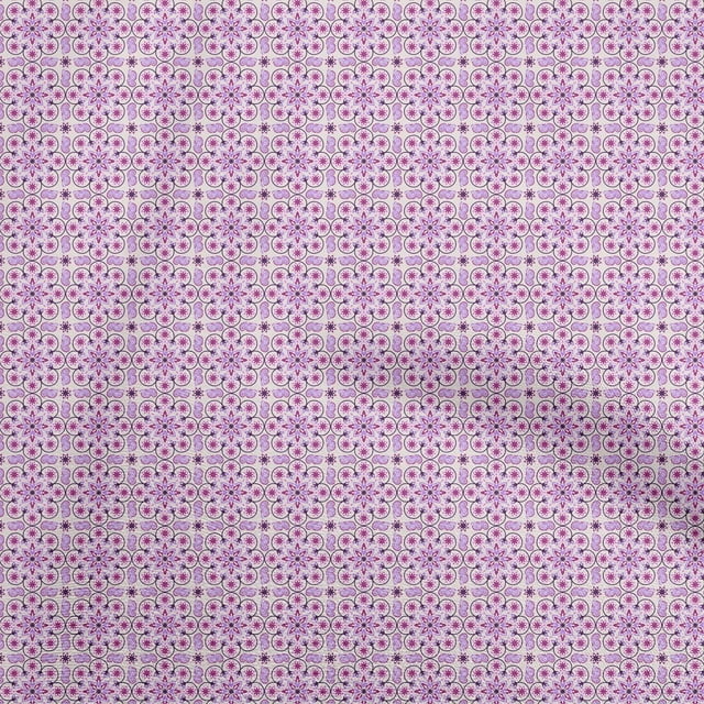 oneOone Polyester Spandex Light Pink Fabric Asian Block Print Floral Sewing Material Print Fabric By The Yard 56 Inch Wide