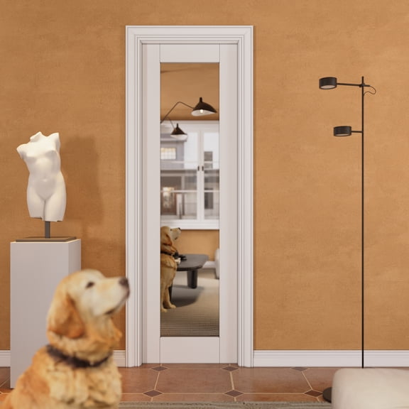 24" x 80" Interior mirrored Pocket Doors White Sliding Door With Hardware & Soft Close