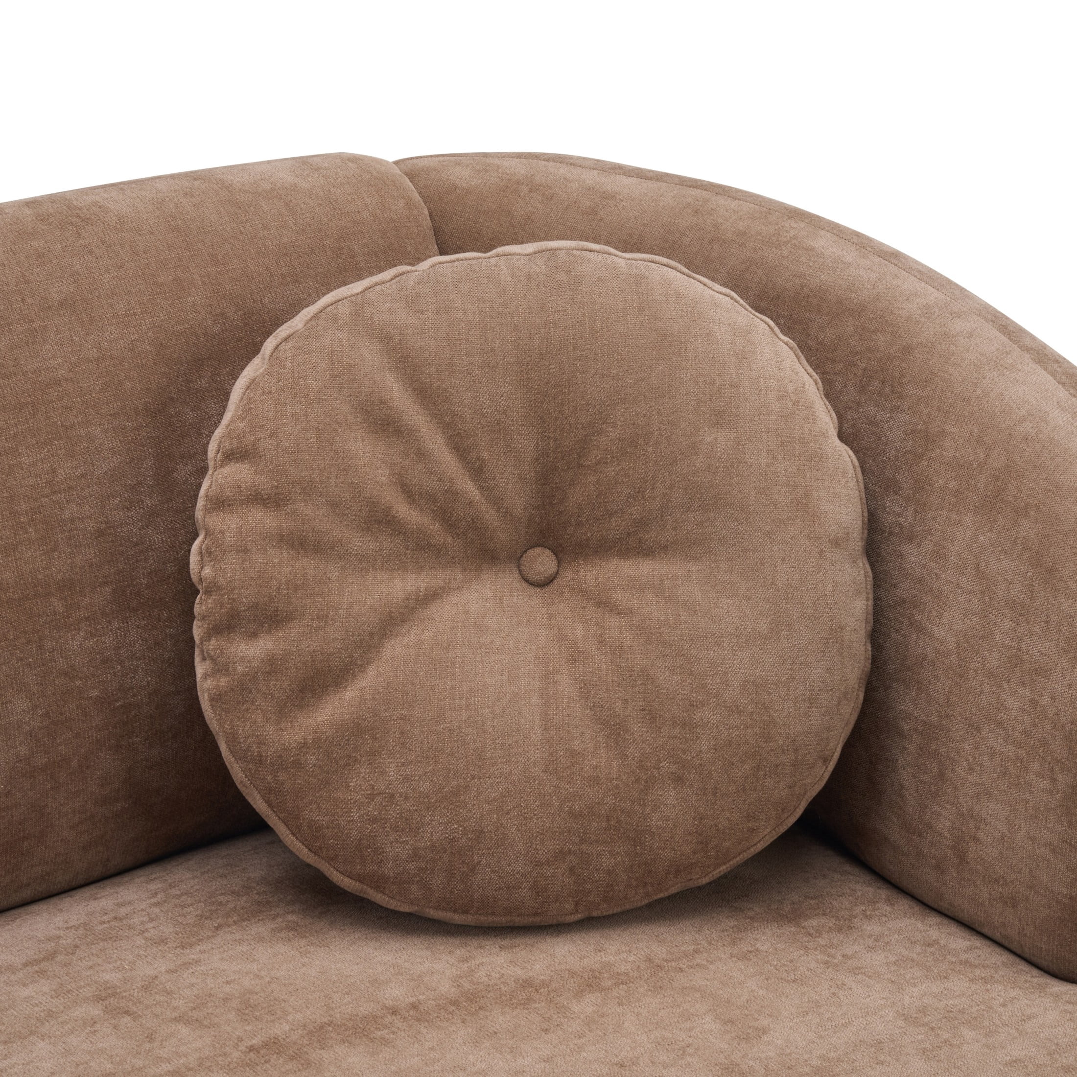 Christopher Knight Home Modern Curved Upholstered Sofa with Round Pillows, Birch Wood Legs, Brown
