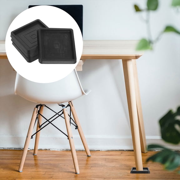 LOLIPPYY 4-Pack Black Non- Couch Stoppers with Rubber Material for Home and Office Furniture Stability