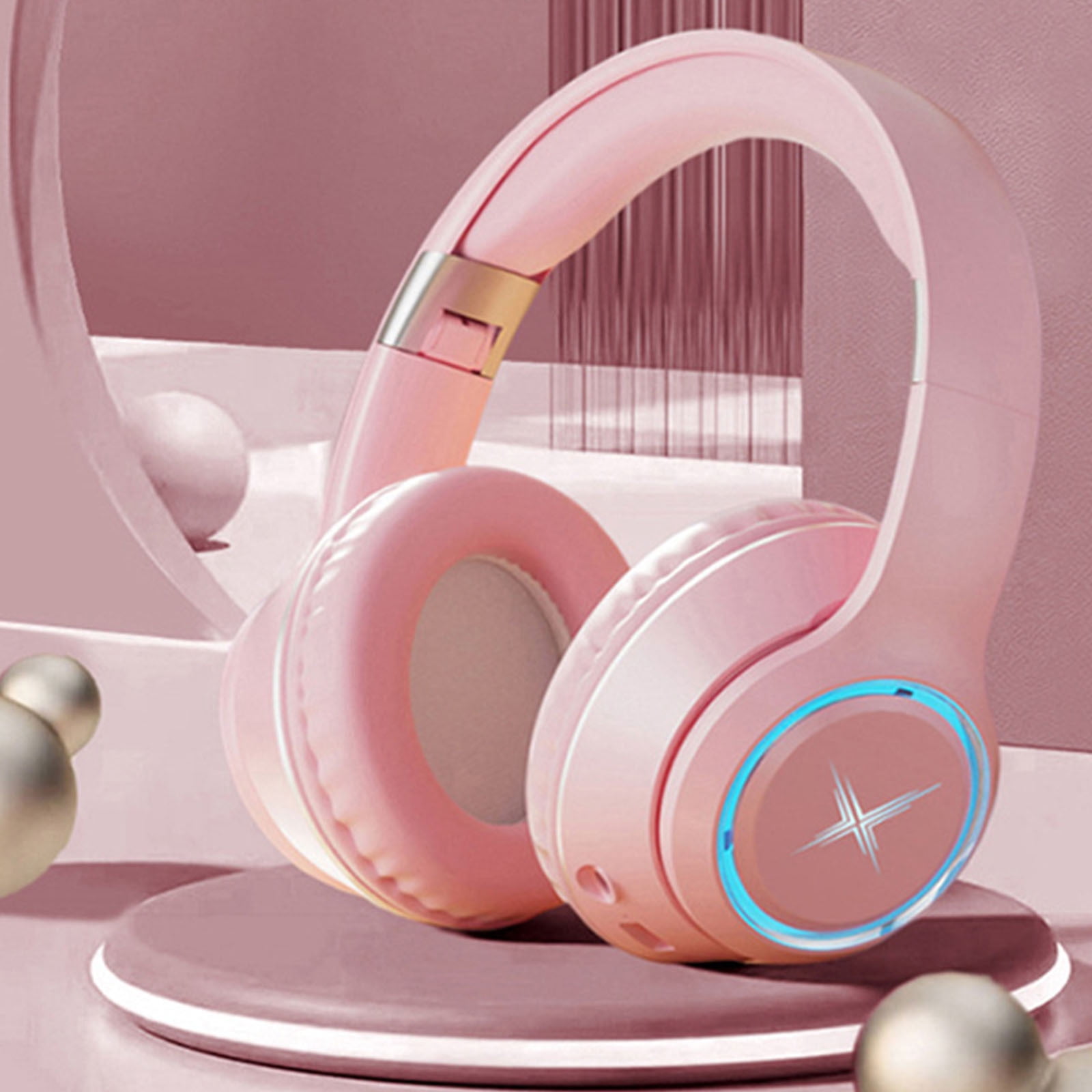 Upgraded Hybrid Active Noise Cancelling Headphones with Transparent Modes,70H Playtime Bluetooth Headphones Wireless Bluetooth with Mic, Deep Bass,3.5MM Cable,Soft-Earpads,Fast Charging - Pink