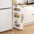 thumbnail image 3 of ColourTree White Slim Storage Rolling Cart, 4-Tier Side Out Shelving Unit with Handle, Mobile Organizer Utility Cart on Wheels for Laundry, Bathroom, Office, Kitchen, Narrow Places, 3 of 7
