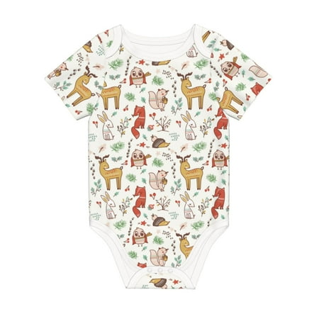 

Coaee Cute Little Animals for Soft Cotton Baby Short-Sleeve Bodysuit Baby Girls Boys Bodysuit Romper
