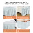 thumbnail image 6 of Teal Striped Wrap Around Bed Skirts for California King Bed 18" Drop,Bed Skirt with Adjustable Elastic Belt Dust Ruffle Bed Valance for Bedroom Hotel Modern Abstract Art Geometric Bed Frame Cover, 6 of 7