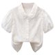 thumbnail image 1 of Odeerbi Camisa de Vestido de Algodón de Las Niñas Flor Bordado de Manga Corta Uniforme de La Escuela Con Bolsillo, 1 of 9