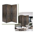 thumbnail image 6 of 3 Panel Foldable Room Divider with Patterned Wood Panelling, Brown - Saltoro Sherpi, 6 of 6