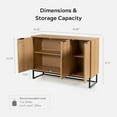 thumbnail image 5 of EYYTHUNG Fluted Storage Cabinet with 3 Doors, Modern Farmhouse Natural Oak Wooden Credenza with Adjustable Shelves, 1 Pack, 5 of 8
