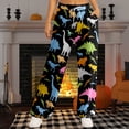 thumbnail image 2 of Bibifish Womens Pants Multicolor Dinosaur Silhouette Print Drawstring Waist Breathable Pants Casual Home Wear Pants With Side Pocket, 2 of 5