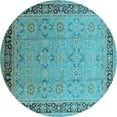 thumbnail image 1 of Ahgly Company Indoor Round Oriental Light Blue Industrial Area Rugs, 6' Round, 1 of 4