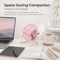 thumbnail image 2 of 4-inch mini metal fan USB Desk Fan Small Personal Air Circulator Fan Portable Electric Table Desktop Fan Rechargeable Travel Fans for Camping Office Room Outdoor Pink, 2 of 5