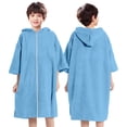 thumbnail image 3 of Djtdsds Kids' Solid Color Hooded Terry Cloth Beach Towel Poncho Robe with Zipper Cover-Up Size:One Size, 3 of 4