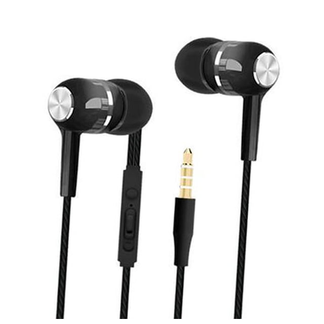 Miulika Mic Headphone Earbuds Wired Headset Control Black Voice Control