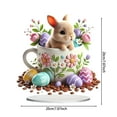 thumbnail image 4 of YWIYIUD Easter Decoration 2D Acrylic BunnyEgg Cup Plaque Ornament Spring Easter Centerpieces CartoonFunnyEaster Eggs Rabbit Flower Desktop Decor for Living Room Holiday Party Decor Gifts, 4 of 9