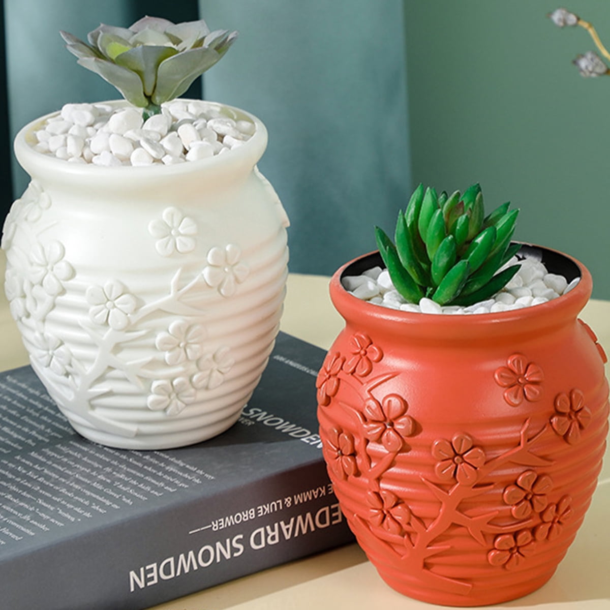 Travelwant 3Packs Small Ceramic Succulent Pots with Drainage Mini Pots