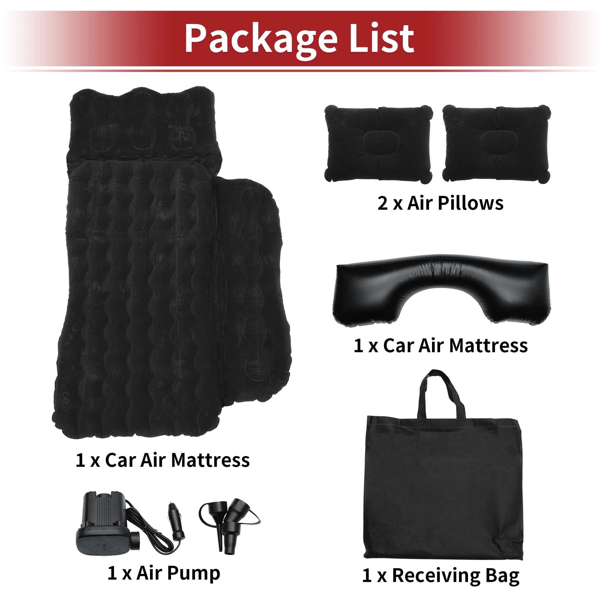 Unique Bargains Split Piers Long Leg Pier Air Pillows Repair Pads Air Pump Car Air Mattress Flocking Black Inflatable Thickened Camping Bed Flocking Mattress