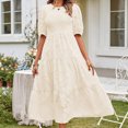 thumbnail image 1 of Vestido Plisado De Mujer Vestido plisado de mujer con mangas abullonadas, vestido de columpio grande informal para fiesta (marfil S) Kuymtek para Mujer Marfil T S, 1 of 9