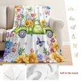 thumbnail image 5 of Happy Easter Blanket Soft Cozy Warm Twin Blanket for Bed, Plush Fuzzy Flannel Fleece Blankets for Sofa, Watercolor Truck Eggs Flowers Butterfly Botanical Throw Blankets for Couch Gifts, 60"x80", 5 of 9