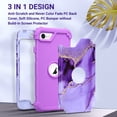 thumbnail image 3 of iPhone SE 2022 2020 Case With Screen Protector, iPhone 7 Case, iPhone 8 Case, ULAK Heavy Duty 3 Layer Shockproof Protective Phone Case for iPhone 7/8/SE 3rd 2nd Generation, Purple Marble, 3 of 8