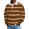 thumbnail image 1 of Ceisia Men's Vintage Waffle Knit Polo Sweater | Loose Drop-Shoulder Color Block Striped Long Sleeve Pullover Gifts, 1 of 5