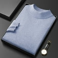 thumbnail image 5 of WAENQINLA Men's Mock Neck Sweaters Classic Fit Business Work Knitted Tops Winter Casual Warm Long Sleeve Pullover Basic Sweater Light Blue XL, 5 of 6