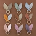 thumbnail image 3 of KEINXS Free Natural Beech Wood Baby Teether Cotton Rabbit Ears Newborn Teething Ring Rodent Gum Pain, 3 of 5