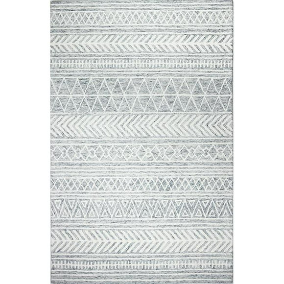 Bashian R131-SIL-4X6-AL118 3 ft. 6 in. x 5 ft. 6 in. Valencia Collection Transitional 100 Percent Wool Hand Tufted Area Rug&#44; Silver