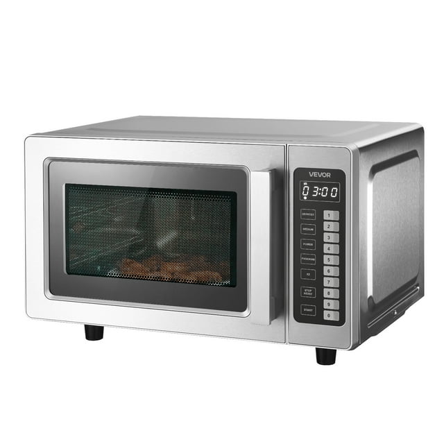 VEVOR Countertop Microwave Oven, 0.9 Cu Ft, 1000W Digital Stainless Steel Microwave Oven with Touchscreen, 10 Cooking Presets, 5 Power Levels