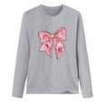 thumbnail image 4 of Qepwscx Womens T Shirts Long Sleeve Valentine'S Day Crewneck Sweatshirt Bow Printed Blouses Casual Tops Pullover Sweatshirt Graphic Plus Size Heart Shirt Outside Top Blouse T-Shirts, 4 of 5