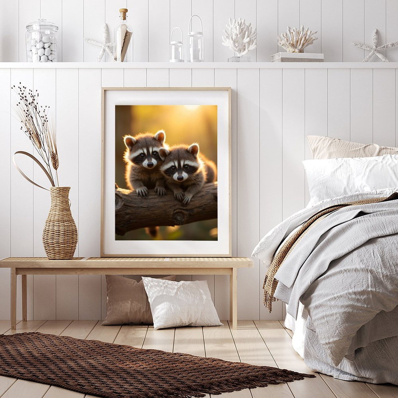 Diamond Art Kit for Adults, Adorable Raccoon Pair Sunlit Branch Diamond Painting for Adults Beginners, DIY Diamond Art Painting Kits, 5D Diamond Painting Crafts for Home Decor 12x16 Frameless