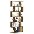 thumbnail image 2 of Patiojoy 2 PCS 6-Tier S-Shaped Wooden Bookshelf Storage Bookcase Multifunctional  Display Stand Shelf Coffee, 2 of 8