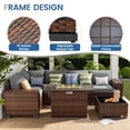 thumbnail image 6 of Poteban Outdoor Sectional with Fire Pit Table, 8 Inch Armrest Patio Furniture Set for Garden Backyard, 4'' Thickened Cushion, Brown&Grey, 6 of 6
