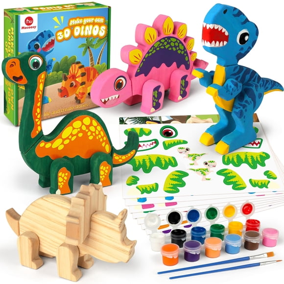 Kit de pintura de dinosaurios de madera Mocoosy para niños de 3 a 5 años
