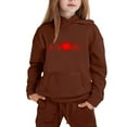 thumbnail image 4 of xaoyunyn 2 Piece Tracksuit Outfits for Girl Solid Color Heart Print Sweatshirt Long Jogger Pants Set with Pockets 2-13 Years, 4 of 5