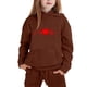 thumbnail image 4 of Conjunto de sudadera con capucha de manga larga para niños con estampado en forma de corazón y pantalones deportivos con lazo en las piernas, conjunto deportivo informal de dos piezas para niños, poli, 4 of 5