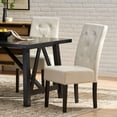 thumbnail image 2 of GDF Studio San Marcos Contemporary Tufted Dining Chairs, Set of 2, Ivory Bonded Leather and Dark Brown, 2 of 8