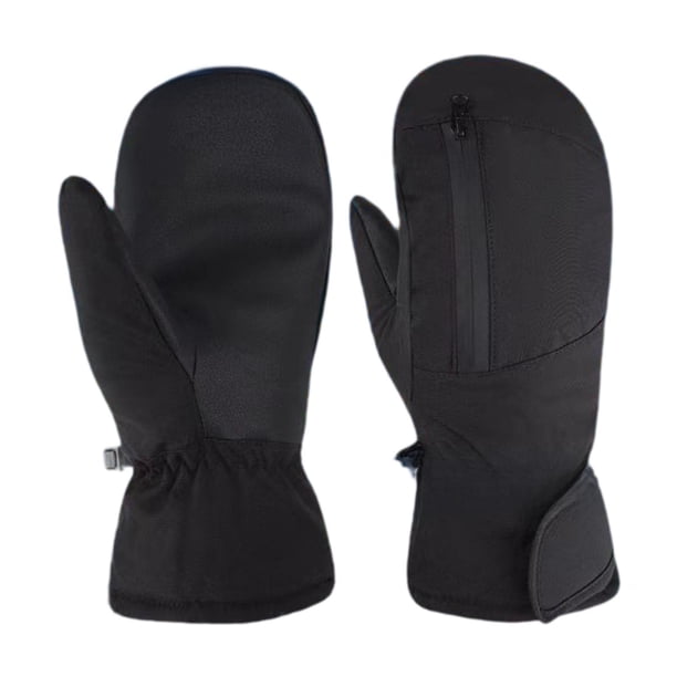Guantes de esquí de invierno para clima frío para hombres y mujeres, impermeables, cómodos y resistentes al viento. Negro