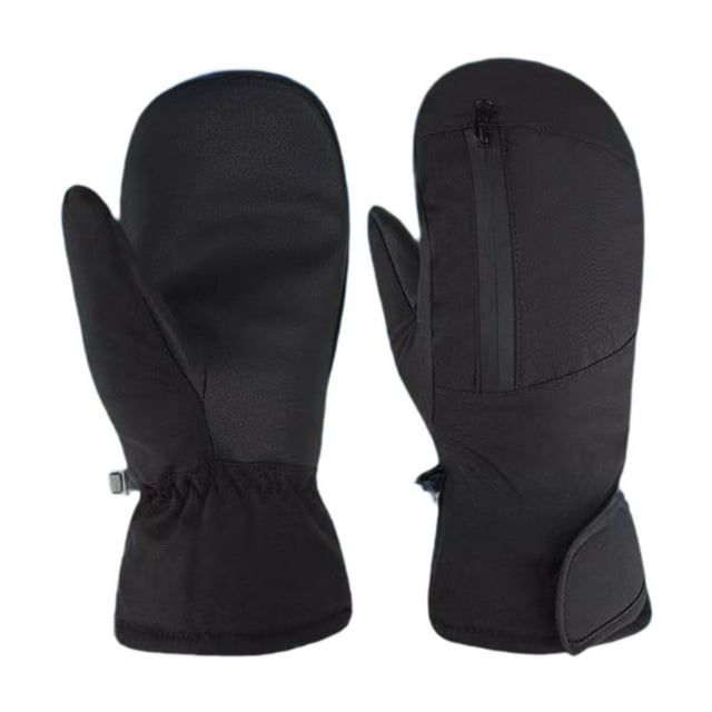Guantes de esquí de invierno para adultos, cómodos y gruesos, para esquiar. Negro