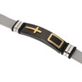 thumbnail image 3 of Pulsera de acero de titanio Ecomeon con cruz para hombre Doble cierre de seguridad Ajustable Negro + dorado, 3 of 5