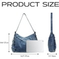 thumbnail image 4 of Sunyuer Women Vintage Washed Denim Hobo Bag, Large Capacity Commuter Shoulder Tote Handbag, Casual Retro Denim Crossbody Bag with Adjustable Strap for Work Travel Daily Use, 4 of 7