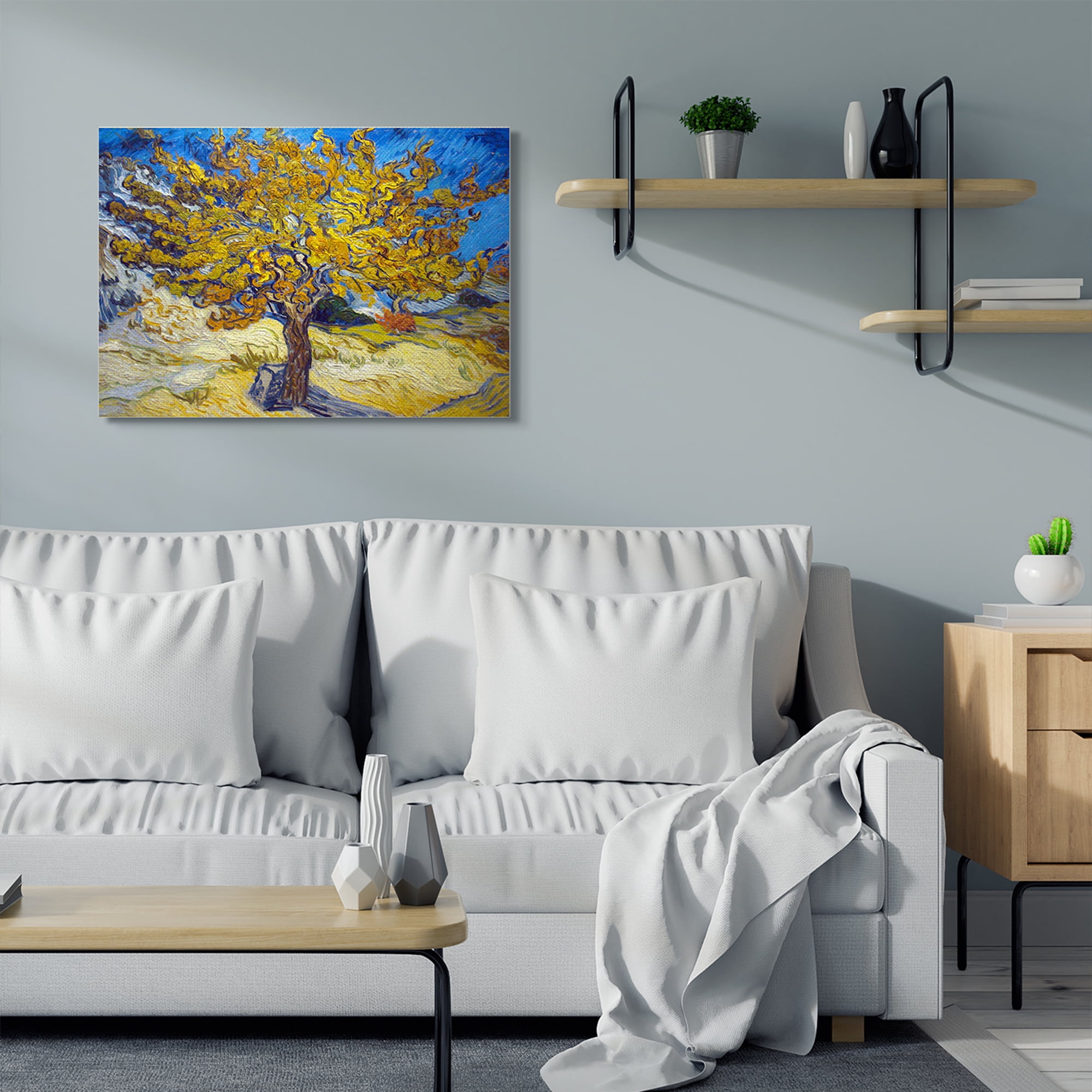 Stupell Home Décor Golden Tree Blue Yellow Classical Painting Canvas Wall Art by Vincent Van Gogh