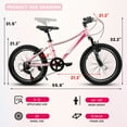 thumbnail image 3 of 20 inch Kids' Mountain Bike for Boys Girls, 7 Speed Front Suspension V-Brake Children Bicycles, 3 of 6