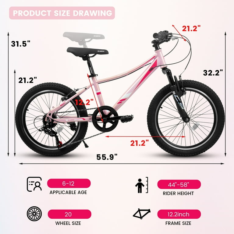 Raistyw 20 inch Mountain Bike Bicycle, Shimano 7 Speed Front