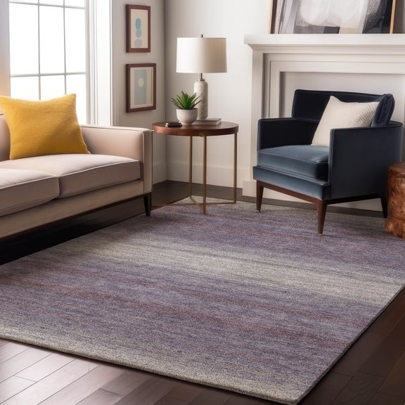 Addison Rugs Mayfield Premium Machine Washable Transitional Stripes Lavender Rectangle Rug, 10' x 14'