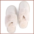 thumbnail image 3 of Women's Indoor Outdoor Memory Foam House Slippers,Cozy Fluffy Non-Slip Sole,Faux Fur House Shoes/Ivory, 3 of 7