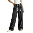thumbnail image 2 of GUACER Drawstring Wide Leg Jeans for Women Casual High Waisted Stretch Loose Comfy Denim Pants with Pockets, 2 of 6