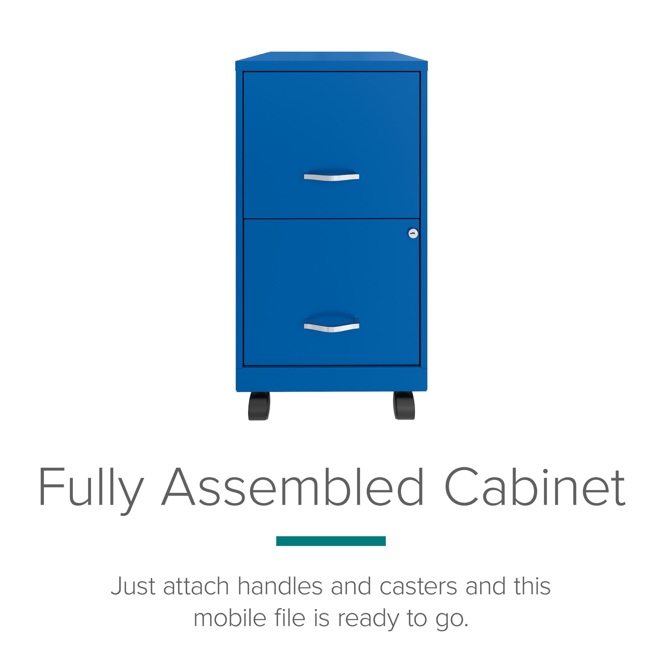 Space Solutions 18" Deep 2 Drawer Mobile Letter Width Vertical File Cabinet, Blue