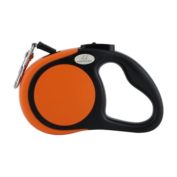 Pawpourri Retractable Dog Leash for Walking, Jogging, Training | One Button Brake with Premium Handgrip Suitable for Dogs up to 20Kgs, 5m Long (Orange)