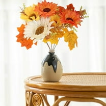 Kbndieu Artificial Fall Flowers Sunflowers Bouquet for Decoration, Fake Silk Flower Arrangements Faux Autumn Flowers Fall Decor for Table Centerpiece Wedding Bride Bouquets Autumn Indoor